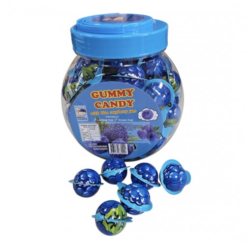 Gummy Candy with blue raspberry jam (gel) Gummy Candy with blue raspberry jam (gel)